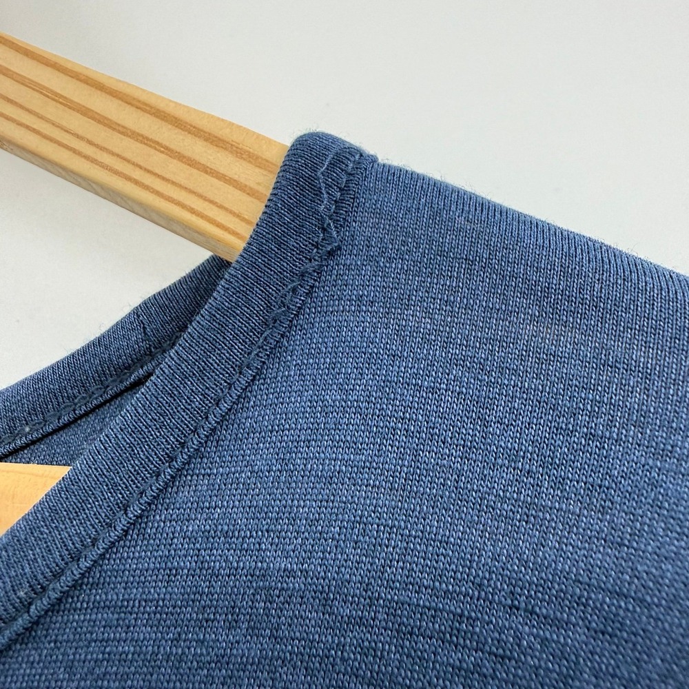 Wool& Rowena Swing Dress Navy Blue Merino Wool Long Sleeve Midi pockets medium - Picture 4 of 7